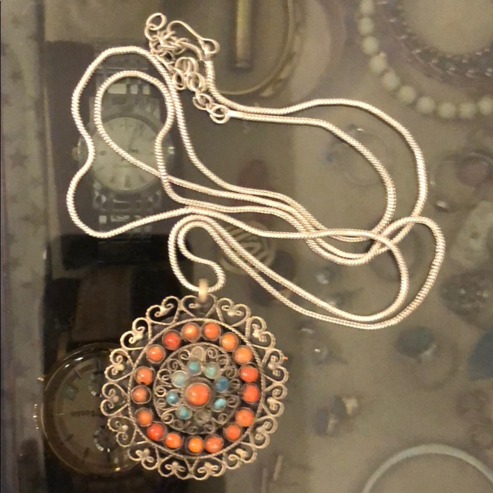 Vintage Silver Necklace with Turquoise